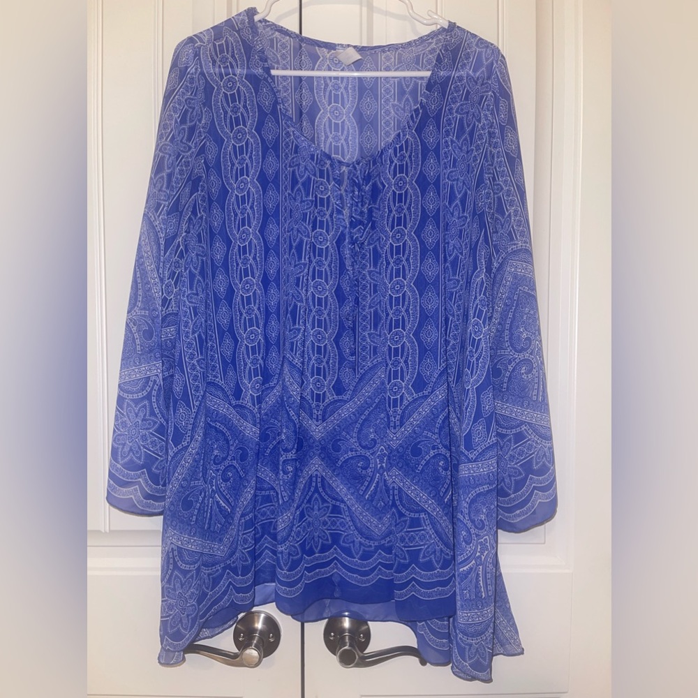 Compass Trading Co. Sheer Blouse. Large